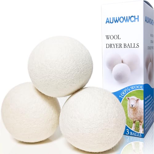 Chiaffi Wool Dryer Balls - Natural Fabric Softener, Reduces Drying Time & Static - 3 Count