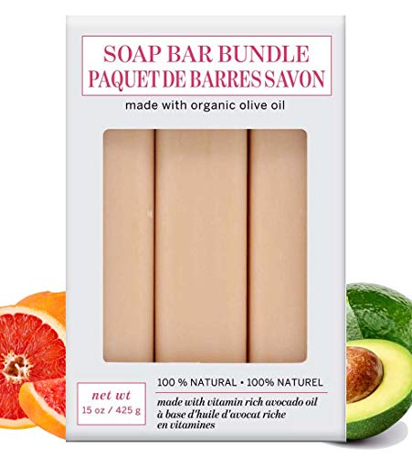 Olivia Care Exfoliating Soap Set - Deep Clean, Hydrating with Grapefruit & Avocado Oil - 3 x 5oz