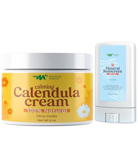 Mindfully Natural After Sun Bundle - Zinc Oxide Sunscreen & Soothing Calendula Cream - SPF 30