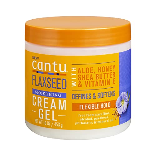 Cantu Flaxseed Styling Cream Gel - Frizz Control, Promotes Healthy Hair Growth - 16oz