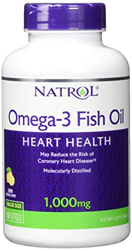 Natrol Omega-3 Fish Oil Softgels - Supports Heart Health, Non-GMO - 150 Count, 1000mg