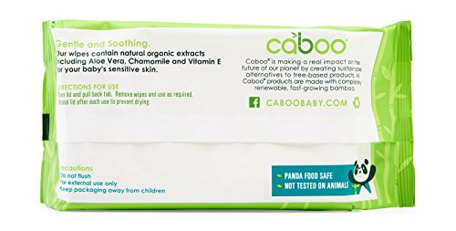 Caboo Bamboo Baby Wipes - Naturally Derived, Safe for Sensitive Skin - 72 Count Travel Pack