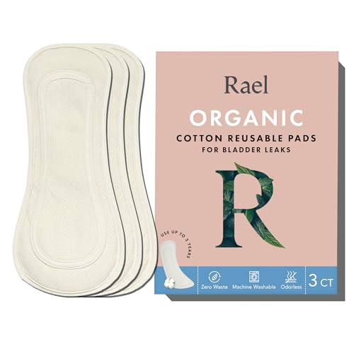 Rael Reusable Feminine Pads - Organic Cotton, Leak Protection, Hypoallergenic, 3 Count