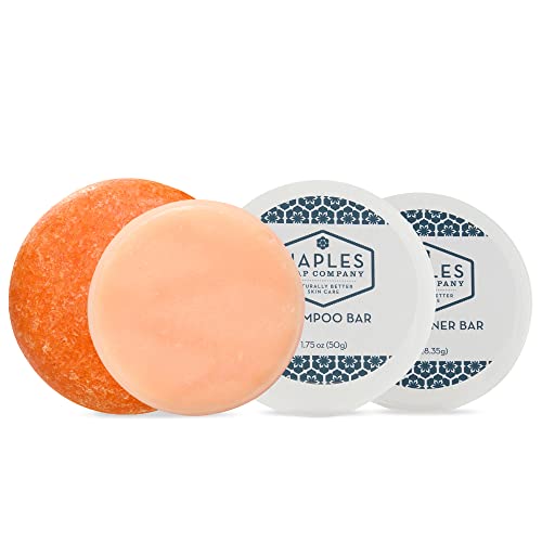 Naples Soap Company Shampoo & Conditioner Bar Set - Hydrating, pH Balanced, Lasts 50-75 Uses