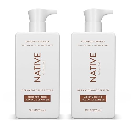 Native Moisturizing Face Wash - Gentle Cleanser for All Skin Types, Coconut & Vanilla - 12 fl oz