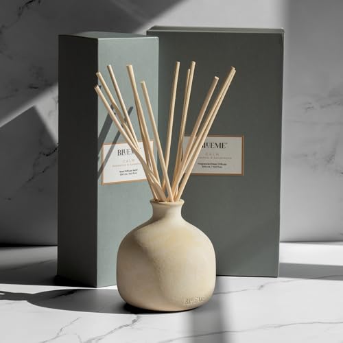 BLUEME Aromatherapy Diffuser - Promotes Tranquility, Natural Reeds, Handmade Ceramic - 16.91 Fl Oz