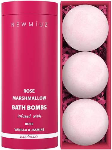 NEW MIUZ Rose Vanilla Bath Bomb - Stress Relief with Jasmine, Nourishing for Sensitive Skin - 3pcs