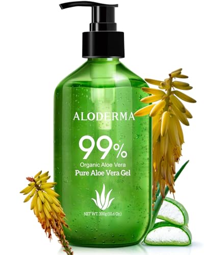 Aloderma Aloe Vera Gel - Soothing Hydration for Skin & Hair, Made Fresh, 99% Organic - 10.6oz