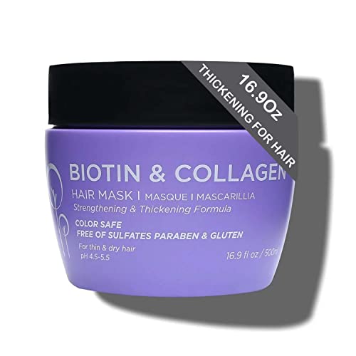 Luseta Biotin Collagen Hair Mask - Strengthens & Revives Dry, Damaged Hair - 16.9oz