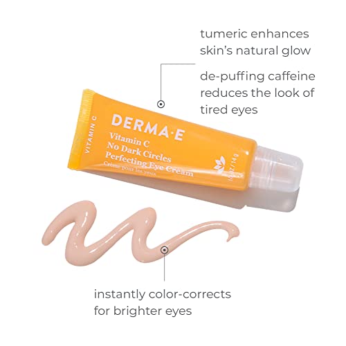 Derma E Vitamin C Eye Cream - Brightening & Anti-Aging with Turmeric, Caffeine - 0.5 Oz