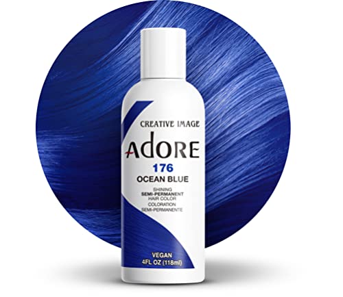 Adore Semi Permanent Hair Color - Vivid Ocean Blue, Vegan & Cruelty-Free - 4 Fl Oz