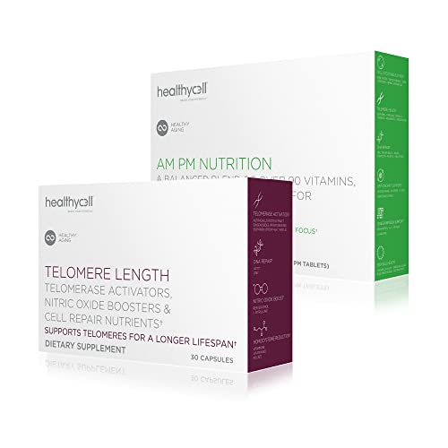 Healthycell Telomere Length + AM PM - Supports Energy, Sleep & DNA Repair - 30 Servings