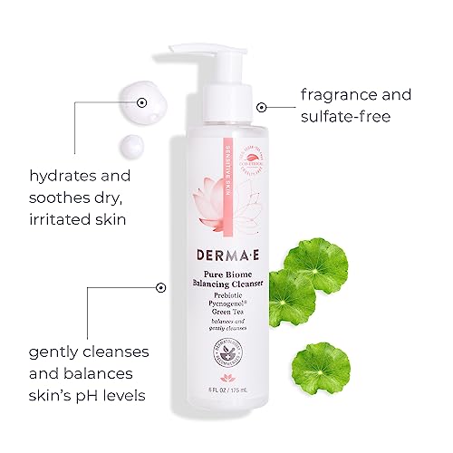 Derma E Face Wash & Cleanser - Balances Microbiome, Nourishes & Protects - 6oz Fragrance-Free