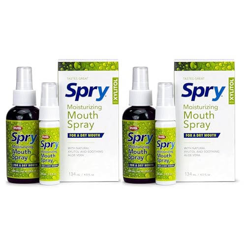 Spry Xylitol Moisturizing Breath Spray - Reduces Dry Mouth, Natural Spearmint - 4.5 fl. oz (2-Pack)