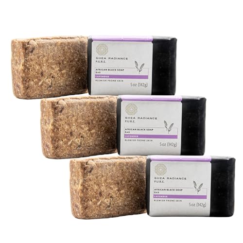 Shea Radiance African Black Soap Set - Brightens & Cleanses with Natural Ingredients - 3 Bars