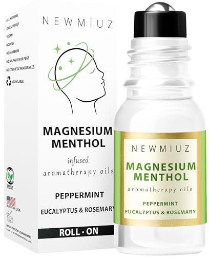 Magnesium Menthol Migraine Relief Roll-On - Fast-Acting Peppermint Eucalyptus - 10ml