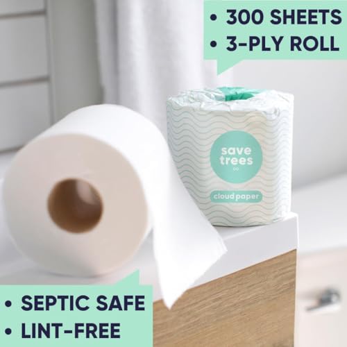 Cloud Paper Bamboo Toilet Paper - Ultra-Soft, PFAs Free, FSC Certified - 24 Rolls, 300 Sheets Each