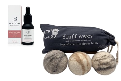 Fluff Ewes Wool Dryer Balls - Natural Fabric Softener, Handmade from Premium NZ Wool - 2 Pack