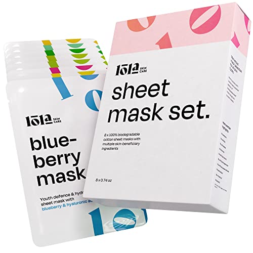 Glow-Up Skin Care Sheet Mask - Hydrating, Brightening, Biodegradable, 8 Pcs with Aloe Vera