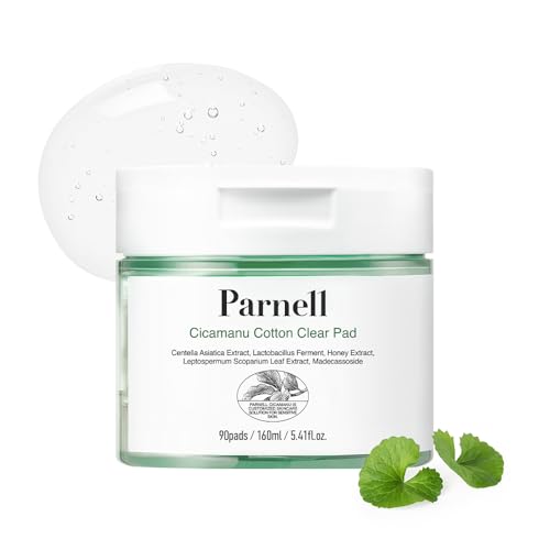 Parnell Cicamanu Cotton Clear Pads - Exfoliating & Soothing for Acne-Prone Skin - 90 Biodegradable