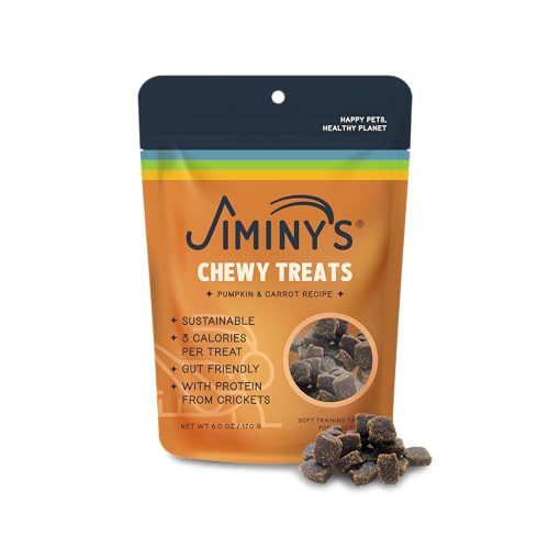 Jiminy's Chewy Cricket Dog Treats - Hypoallergenic, Supports Gut Health, Pumpkin & Carrot - 6oz