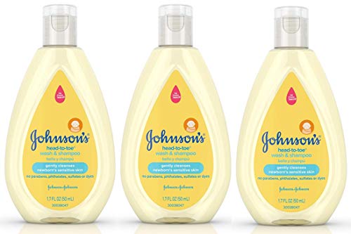 Johnson's Baby Shampoo & Body Wash - Gentle, Tear-Free, Natural Ingredients - 3 Pack, 1.7oz Each