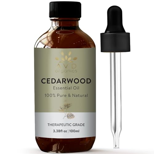 AVD Organics Cedarwood Essential Oil - Pure Therapeutic Oil for Focus & Clarity - 3.38 fl. oz