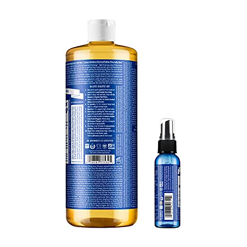 Dr. Bronner's Personal Care Set - Organic Peppermint Soap & Hand Sanitizer, Non-GMO - 34oz