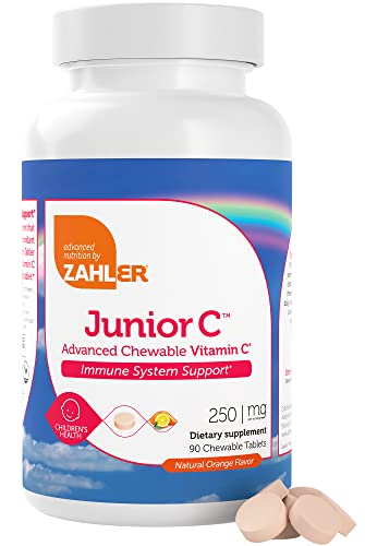 Zahler Junior C Advanced Chewable Vitamin C - Immune Support, Less Sugar, Kosher - 90 Count