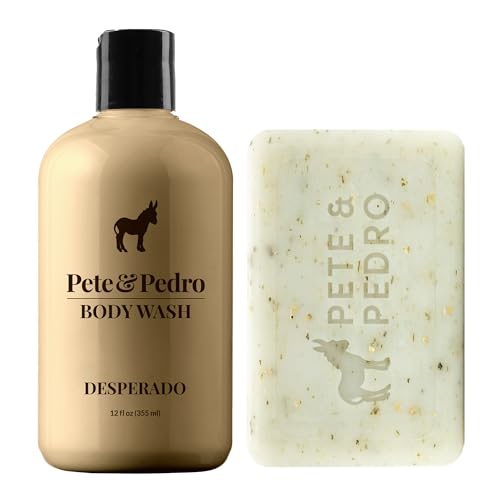 Pete & Pedro Desperado Body Wash & Fresh Bar - Moisturizing Charcoal, Eucalyptus Mint - 12oz & 6oz