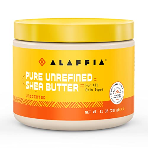 Alaffia Unrefined Shea Butter - Deeply Hydrating, Fair Trade & Handcrafted - 11oz Unscented