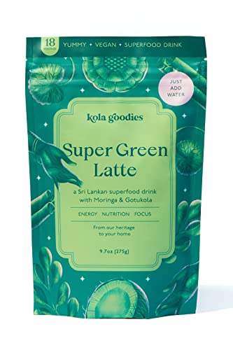 Kola Goodies Super Green Latte - Supports Mental Clarity, No Sugar, Vegan - 18 Servings