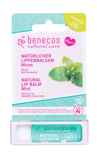 Benecos Natural Lip Balm - Nourishing Mint Oil & Shea Butter, Vegan, BDIH Certified - 4.8g