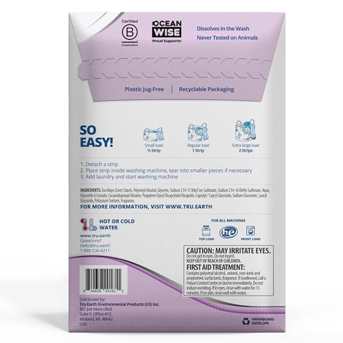 Tru Earth Platinum Laundry Detergent Sheets - Heavy Duty Cleaning, Hypoallergenic - 32 Sheets