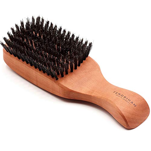 Fendrihan Natural Boar Hair Brush - Scalp Stimulator, Durable Pearwood Handle - 6.7" Made in Germany