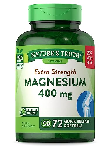 Nature's Truth Magnesium Supplement - Extra Strength 400mg, Non-GMO, Gluten-Free - 72 Softgels