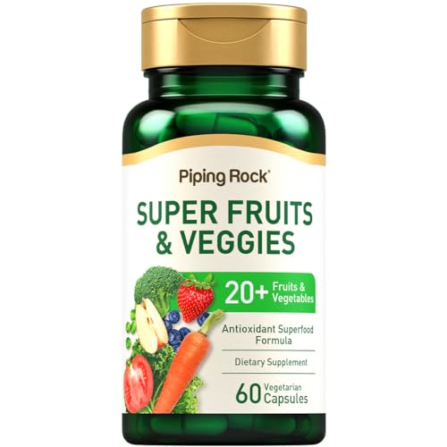 Piping Rock Superfood Supplement - Vitalizing 20+ Fruits & Veggies, Prebiotic Blend - 60 Capsules