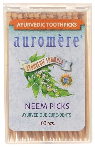 Auromere Ayurvedic Neem Toothpicks - Freshens Breath, Neem Benefits, 100 Count