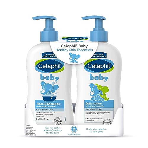 Cetaphil Baby Wash & Shampoo + Body Lotion - 24-Hour Hydration for Sensitive Skin - 2-Pack