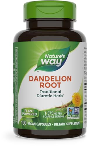 Nature's Way Dandelion Root Herbal Supplement - Diuretic Benefits, Vegan, Non-GMO - 100 Capsules