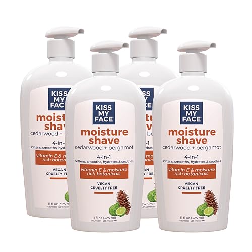 Kiss My Face Shaving Cream - Moisture-Rich, Razor Burn Relief, Cedarwood & Bergamot - 11oz, 4 Pack