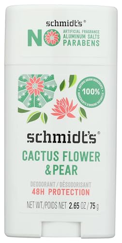 Schmidts Deodorant - Cactus Flower & Pear, Certified Organic, Cruelty-Free - 2.65oz