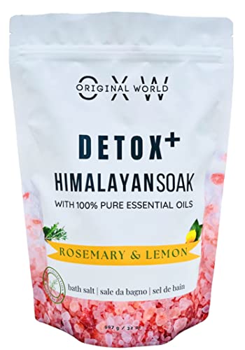 Detox+ Bath Soak & Bubble Bath - Mineral Detox with Rosemary & Lemon Oils - 32oz Resealable Bag