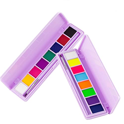 paminify Body Paint - Vibrant Neon Eyeliner Palette, Vegan & Non-Toxic - 16 Colors, UV Glow