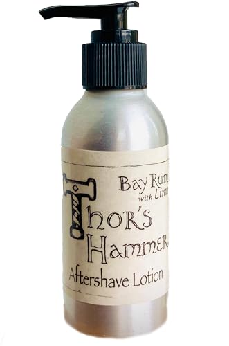 Thor's Hammer Lime Bay Rum Aftershave Balm - All Natural, Real Lime Scent, 4oz Metal Bottle