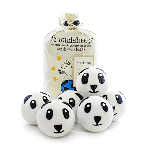 Friendsheep Wool Dryer Balls - Hypoallergenic, Organic, Reusable, Baby Safe - 6 XL Balls