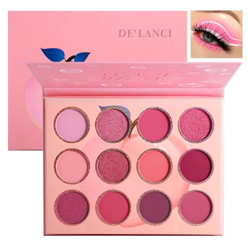 BEUSELF DE'LANCI Pink Eyeshadow Palette - 12 High Pigment Shades, Vegan & Cruelty-Free - Travel Size