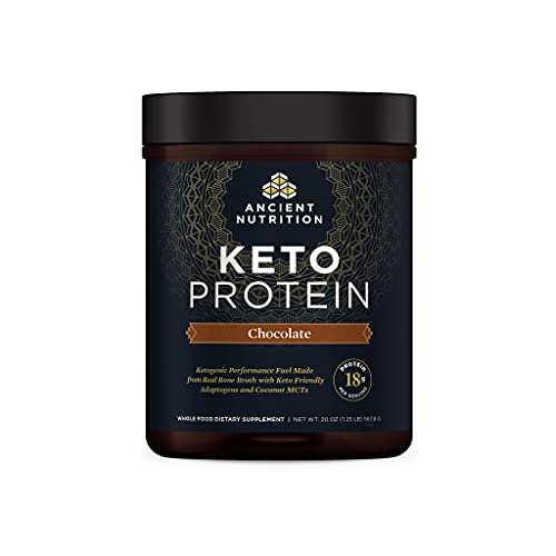 Ancient Nutrition Keto Protein Powder - Bone Broth & MCT, 18g Protein, Chocolate - 17 Servings