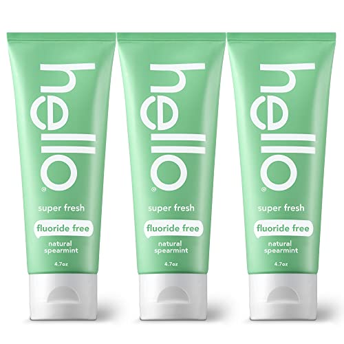 Hello Super Fresh Whitening Toothpaste - Natural Spearmint & Coconut Oil, Vegan - 3 Pack, 4.7oz