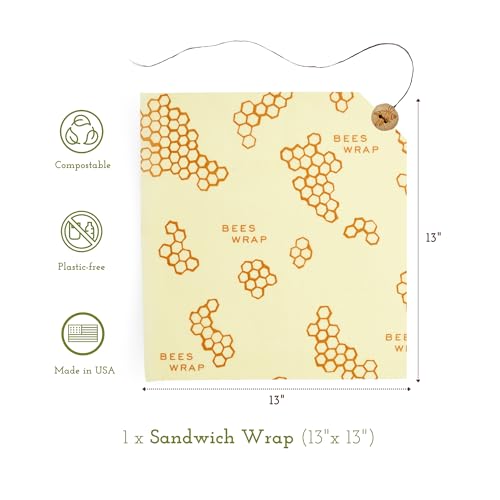 Bee's Wrap Back to School Bundle - Reusable Vegan Food Wraps, Organic Cotton, Made in USA - 3 Pack